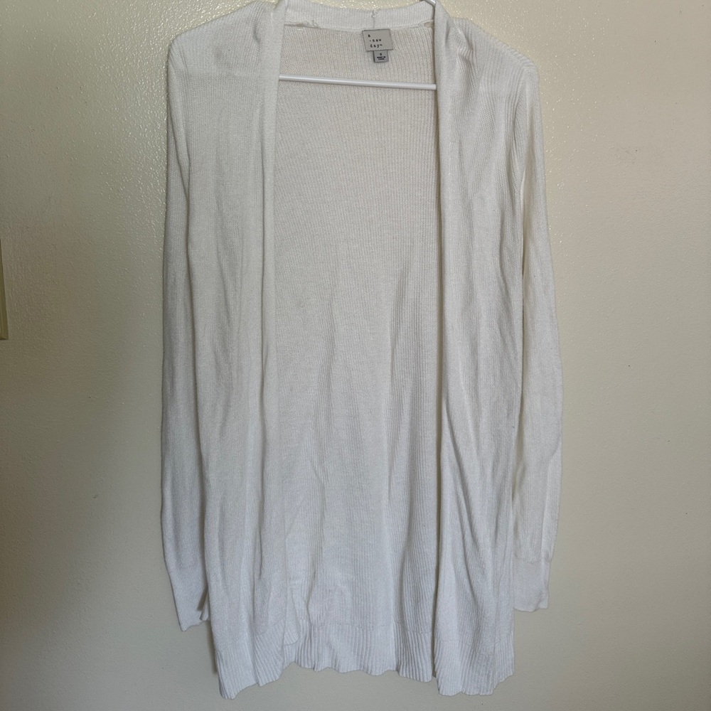 A New Day White Ribbed Cardigan